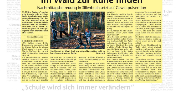 Presseartikel über Geh Wald statt Gewalt